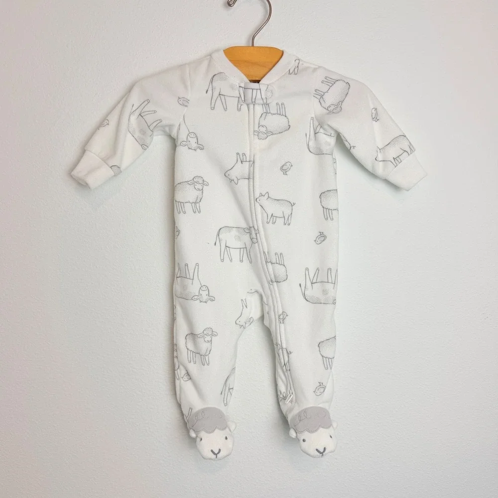 Carters Child of Mine Baby Fleece Footed Sleeper Farm Animal Sheep Cow 0-3 Month